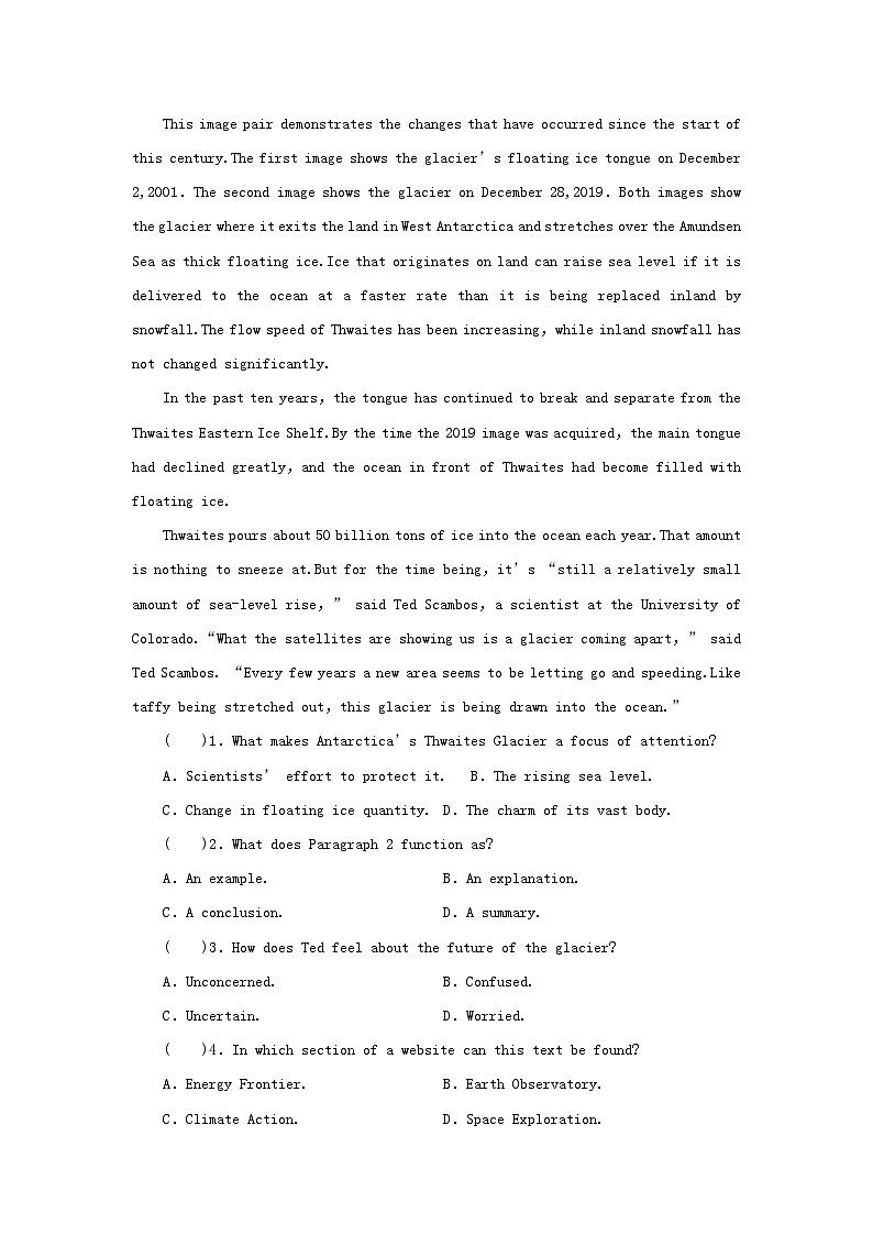 2024春高中英语Unit3SeaExplorationPeriod1ReadingandThinking课时作业（人教版选择性必修第四册）03