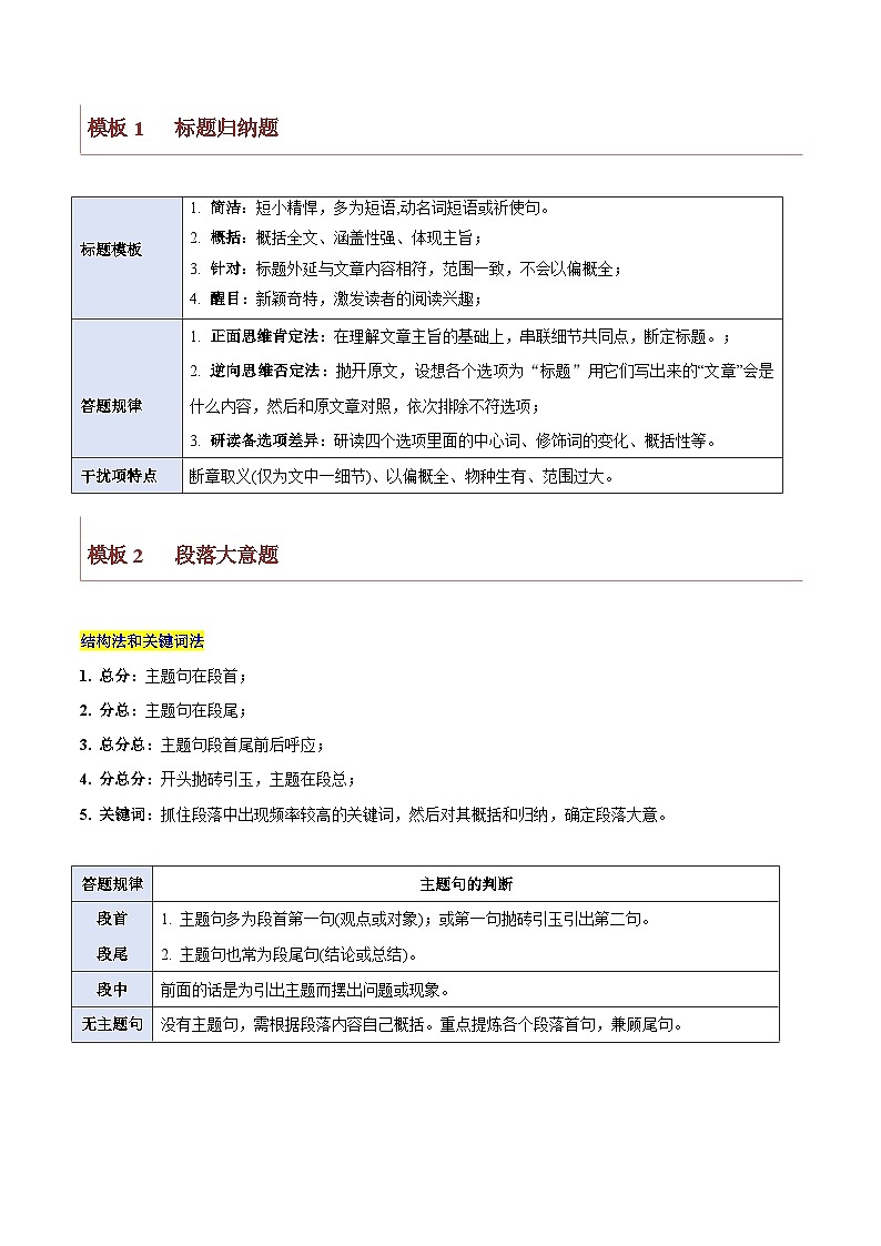 题型03 主旨大意题（解题技巧）-备战高考英语答题技巧与模板构建（原卷版）第2页
