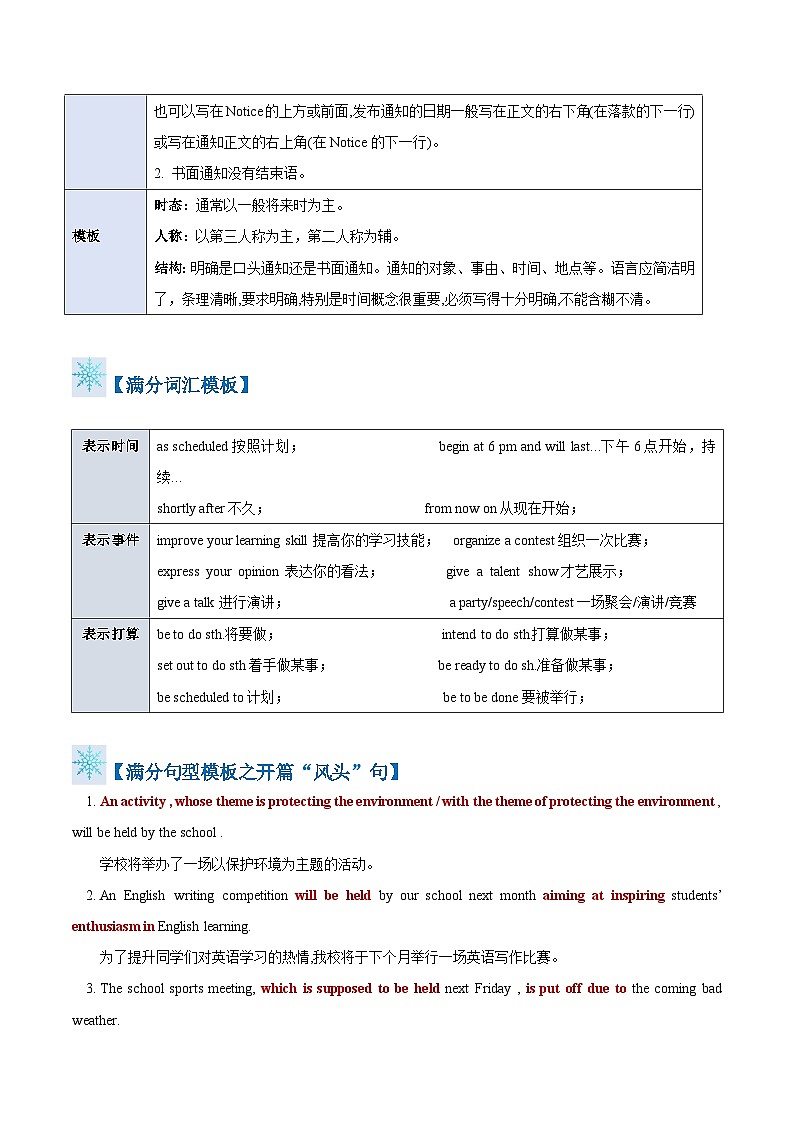 题型03 通知（答题模板与解题技巧）-备战2024高考英语答题技巧与答题模板02