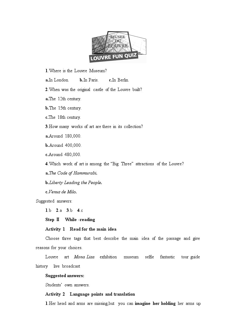 新外研社版高中英语必修三Unit4Amazing art-Starting out&Understanding ideas教学设计02