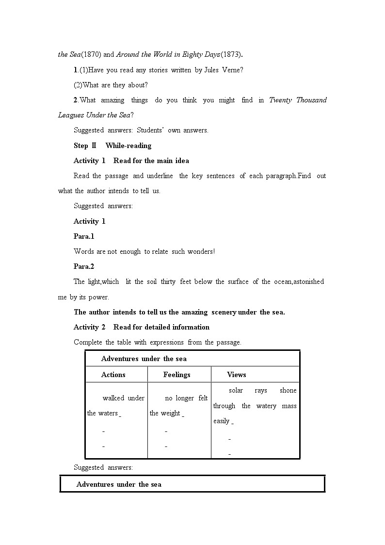 新外研社版高中英语必修三Unit5What an adventure-Developing ideas教学设计02