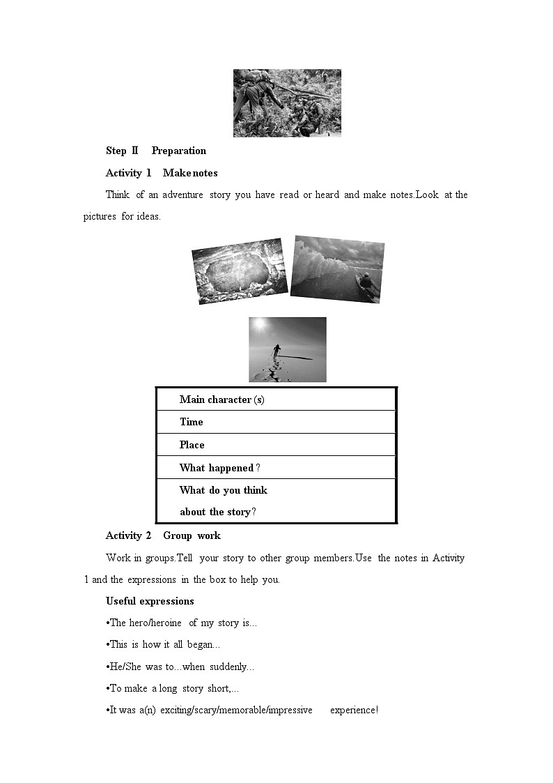 新外研社版高中英语必修三Unit5What an adventure-Presenting ideas教学设计02