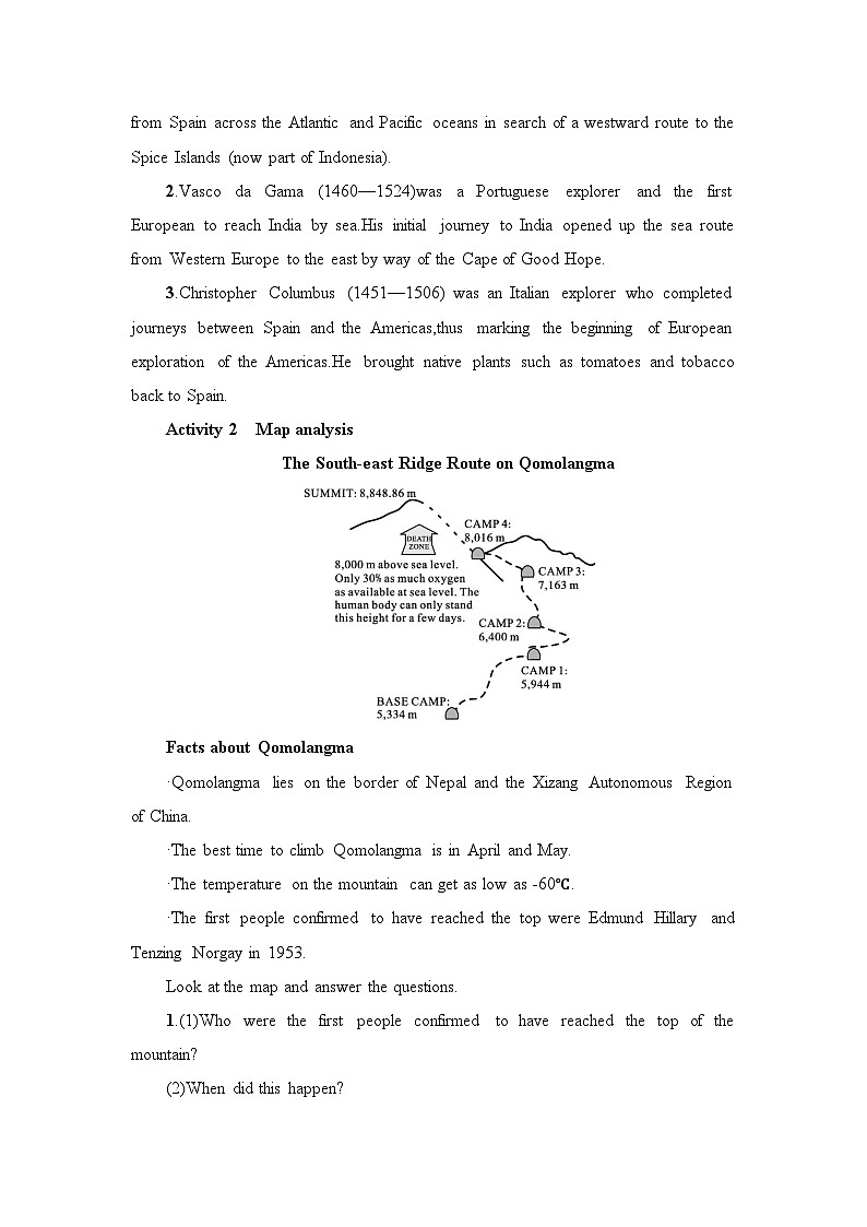 新外研社版高中英语必修三Unit5What an adventure-Starting out&Understanding ideas教学设计02
