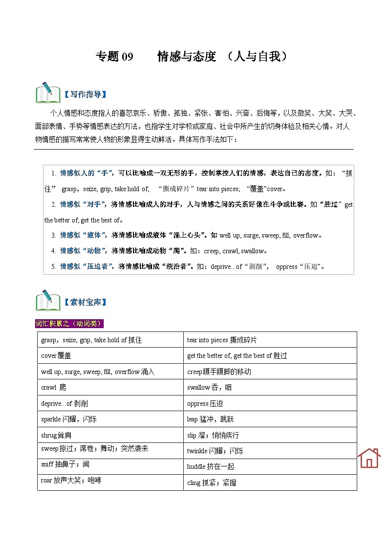 专题09  情感与态度（读后续写话题之人与自我 ）-【高频 · 热点】2024年高考英语话题写作通关必备攻略01