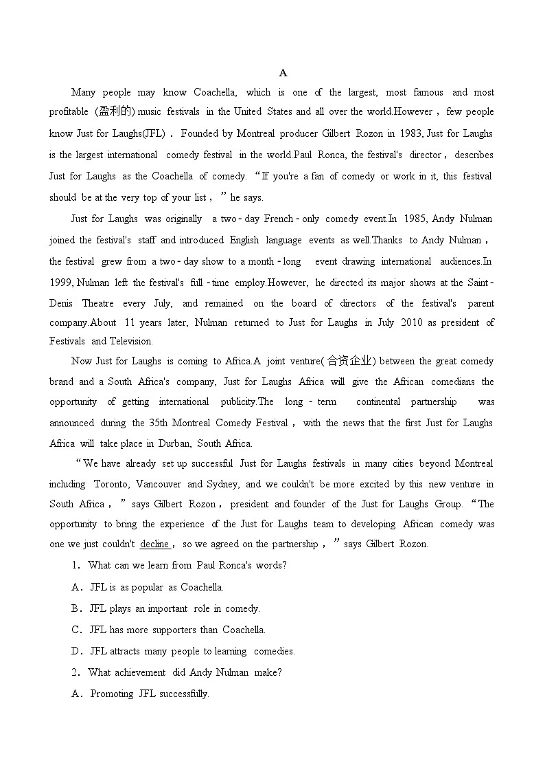 人教版英语必修第三册Period 3 Discovering Useful Structures 分层训练03