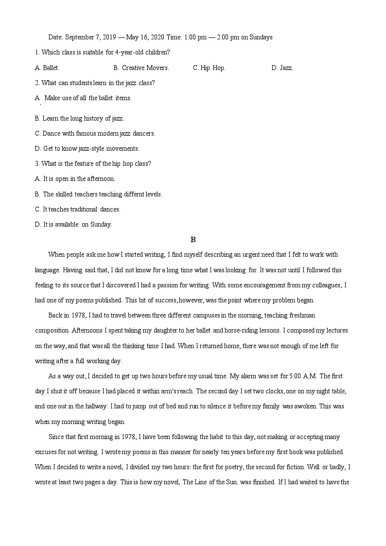 2024天水一中高一下学期开学考试英语含解析02