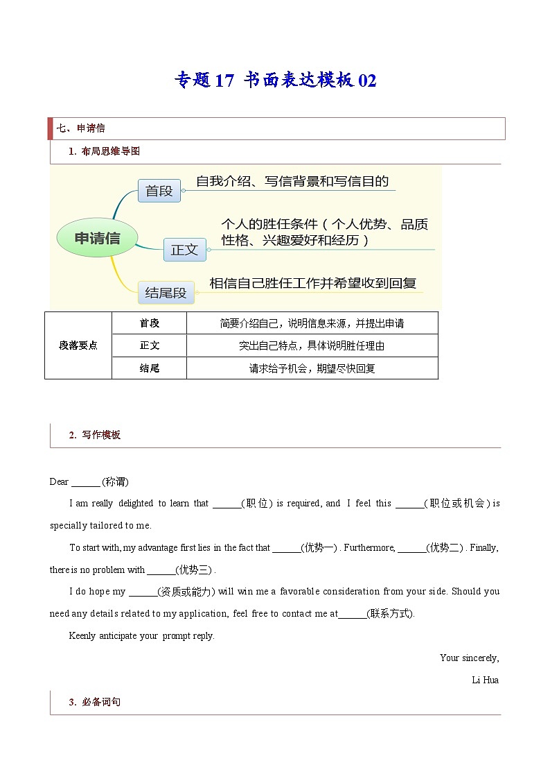 专题17 书面表达模板02第1页