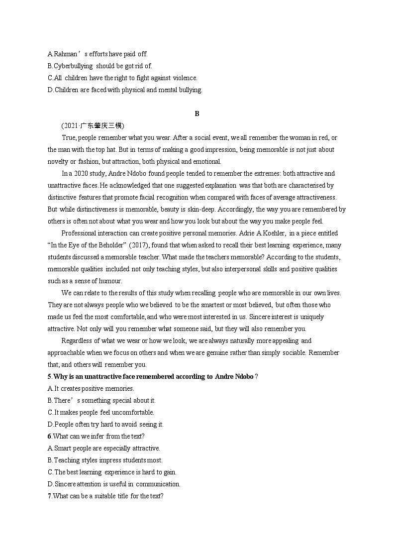 2024年高考英语二轮专项复习考点分类练习（二）细节理解题——间接信息类Word版含解析第2页