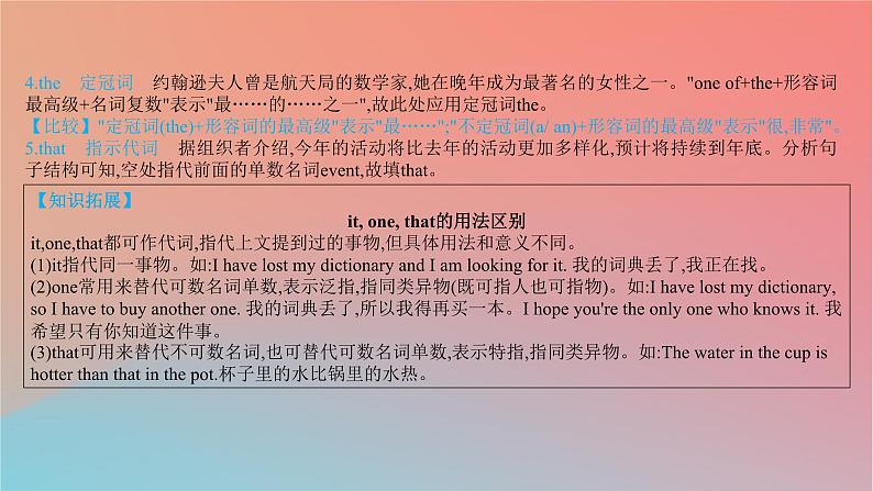 2025版高考英语一轮复习新题精练专题四语法填空考点6介词冠词和代词课件06