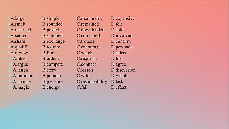 2025版高考英语一轮复习新题精练专题三完形填空创新题专练课件第3页