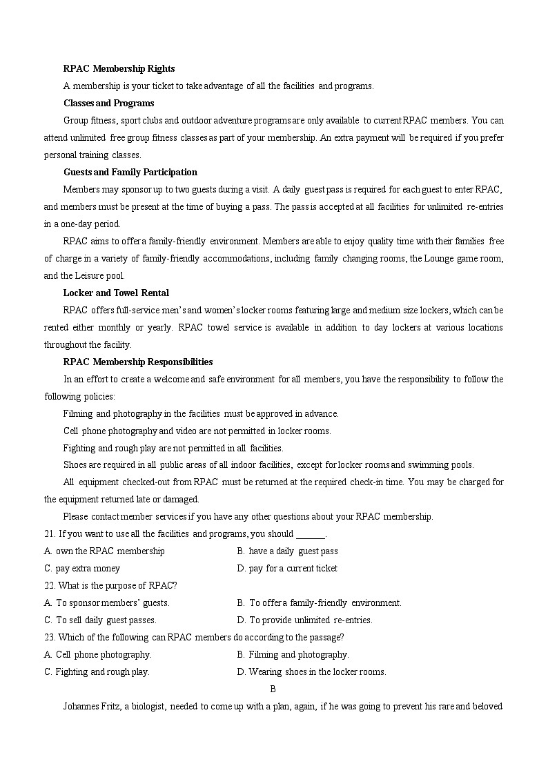 贵州省贵阳市第一中学2023-2024学年高三下学期一模考试英语03