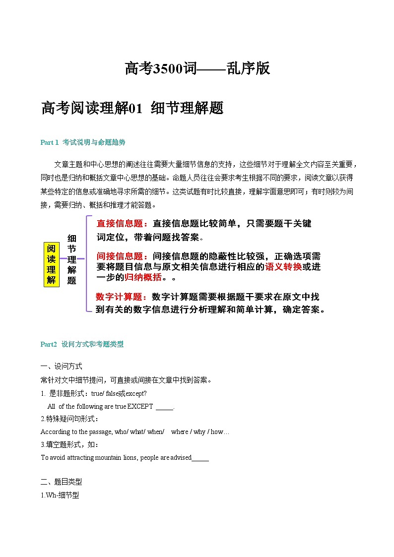 2024年高考英语单词分类速记 练习13 高考英语3500词汇（乱序版）01
