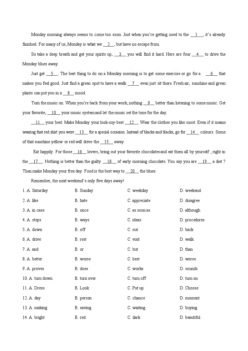最新高考英语考点一遍过（讲义） 考点51 完形填空说明文03