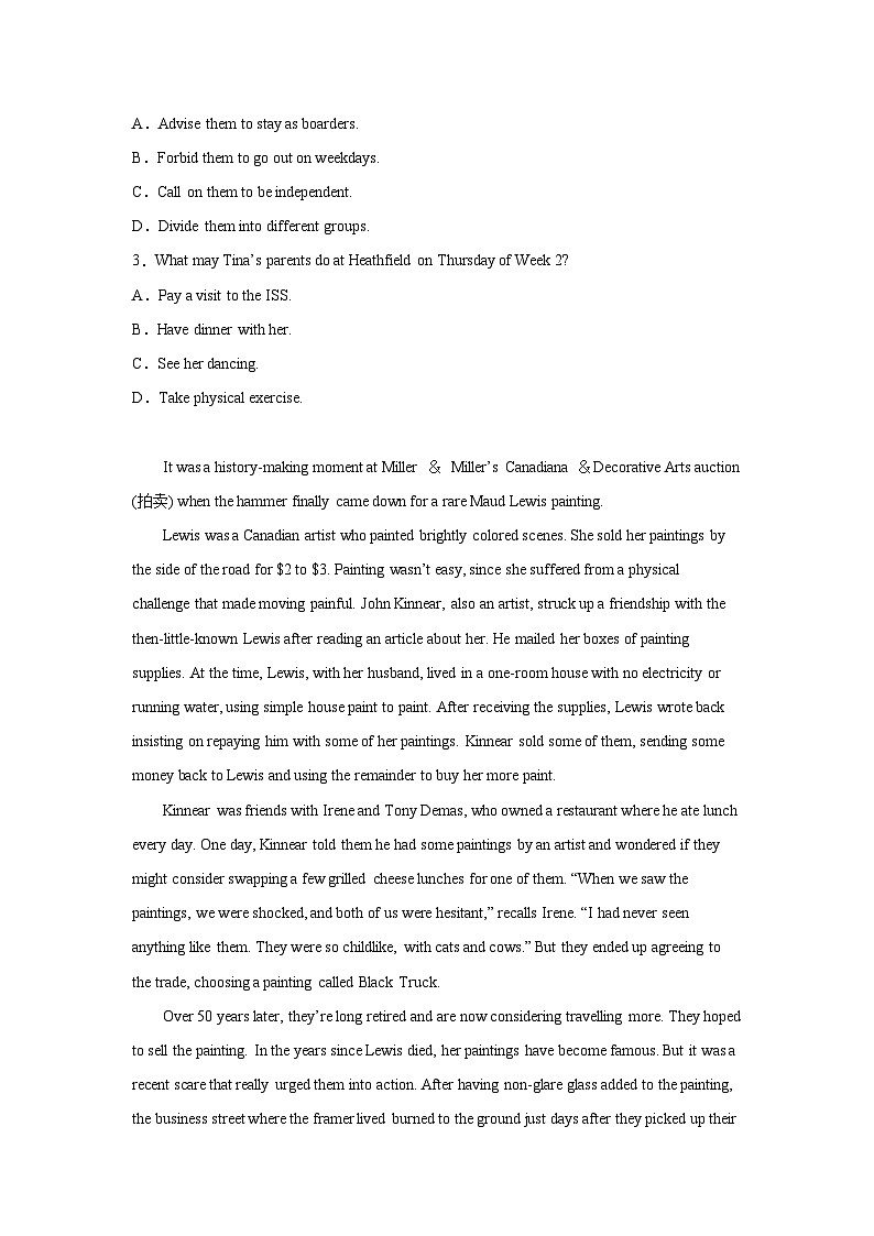 四川省部分地区2023届高三二模英语试题分类汇编：阅读理解1（Word版附答案）02