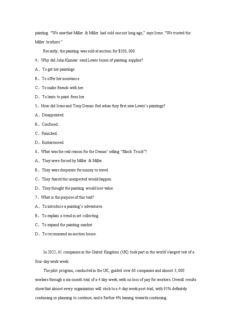 四川省部分地区2023届高三二模英语试题分类汇编：阅读理解1（Word版附答案）03