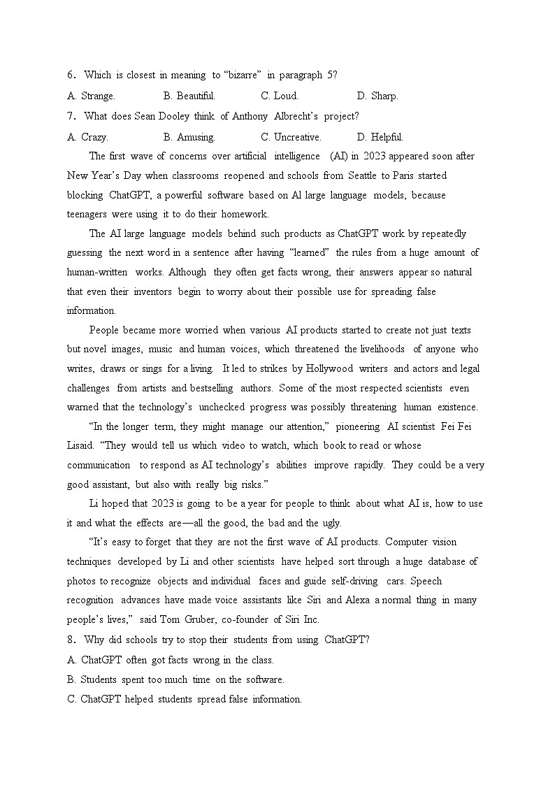 本溪市第一中学2023-2024学年高一下学期开学考试英语试卷(含答案)第3页