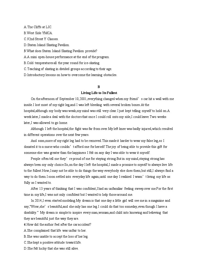 2025届高考英语一轮复习专项练习选择性必修第一册UNIT1阅读题组---练速度（Word版附解析）02