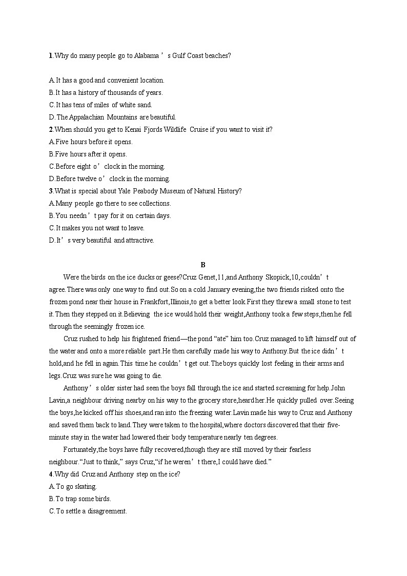 2025届高考英语一轮复习专项练习必修第一册UNIT4阅读题组---练速度（Word版附解析）02