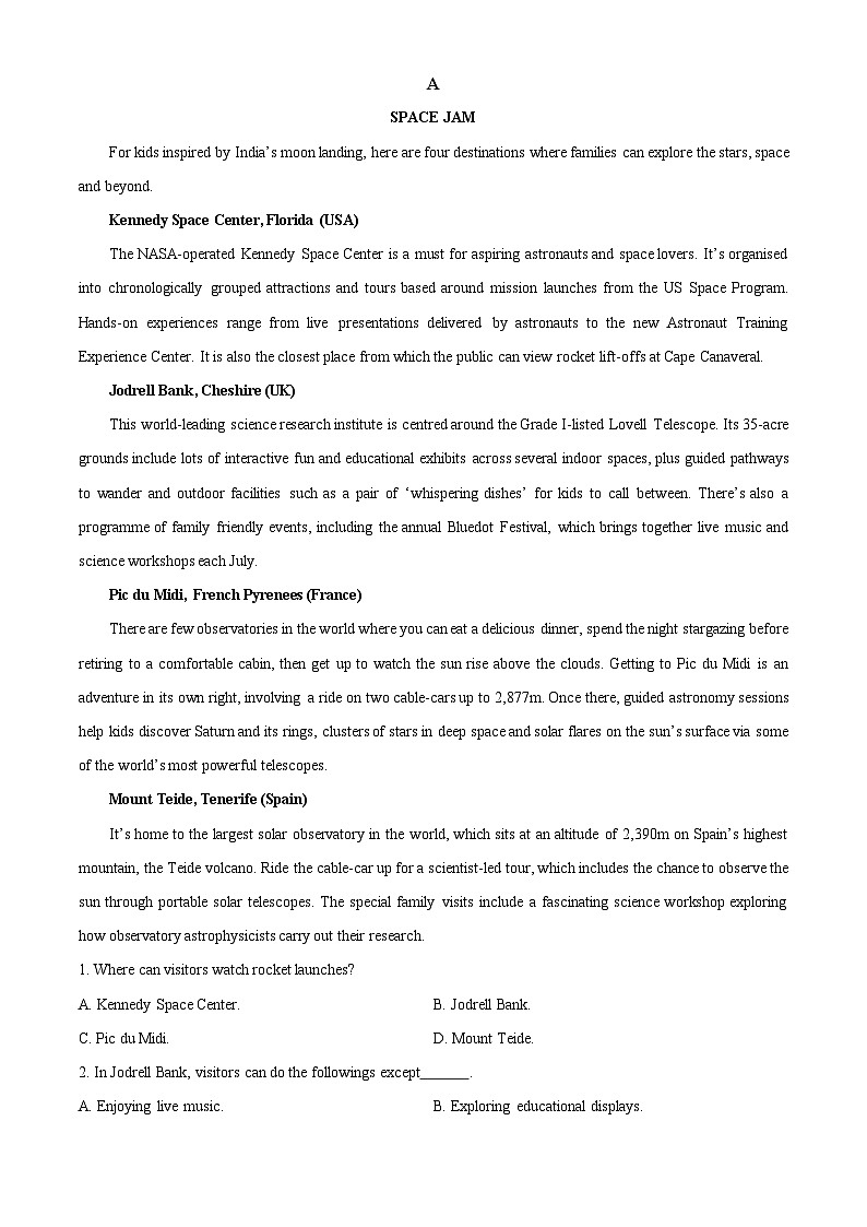 江西省乐平中学2023-2024学年高二下学期3月月考英语试题（原卷版）第3页