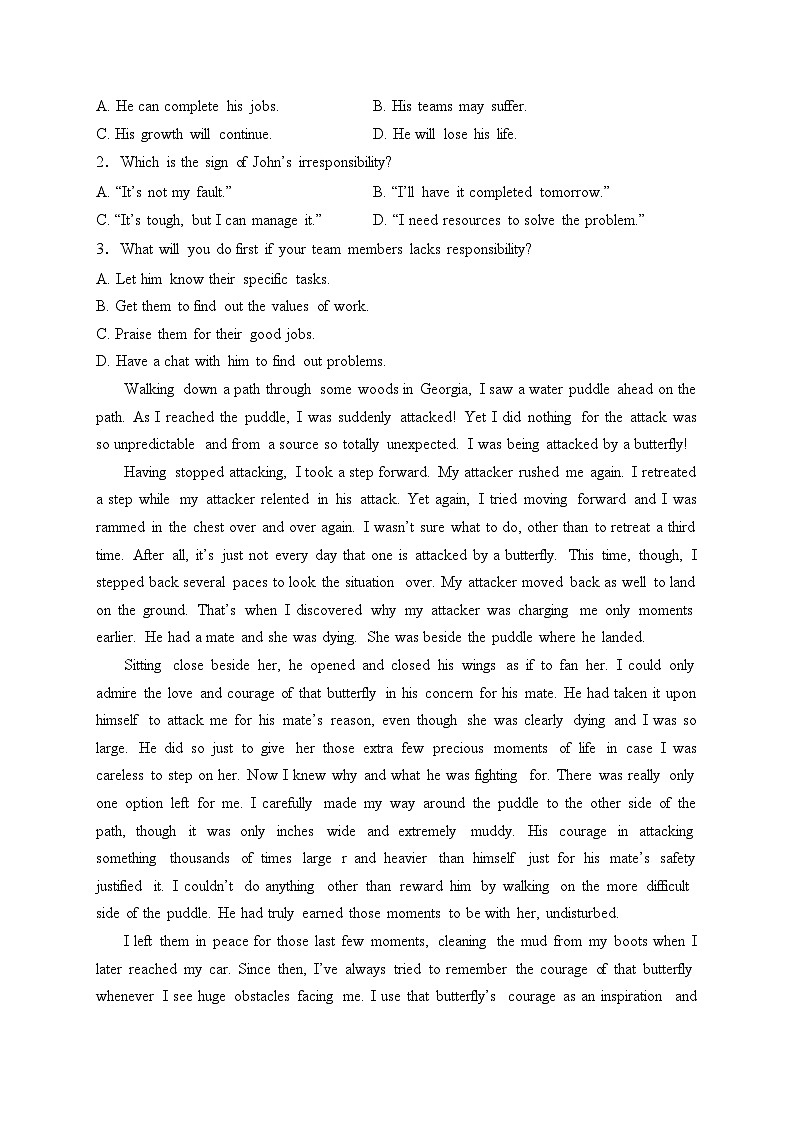 辽宁省实验中学2024届高三下学期高考适应性测试（二）英语试卷(含答案)02