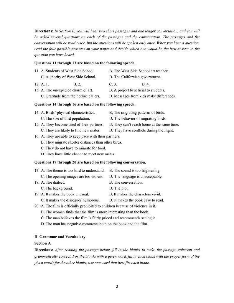 2023届上海市闵行区高三二模英语试卷含答02