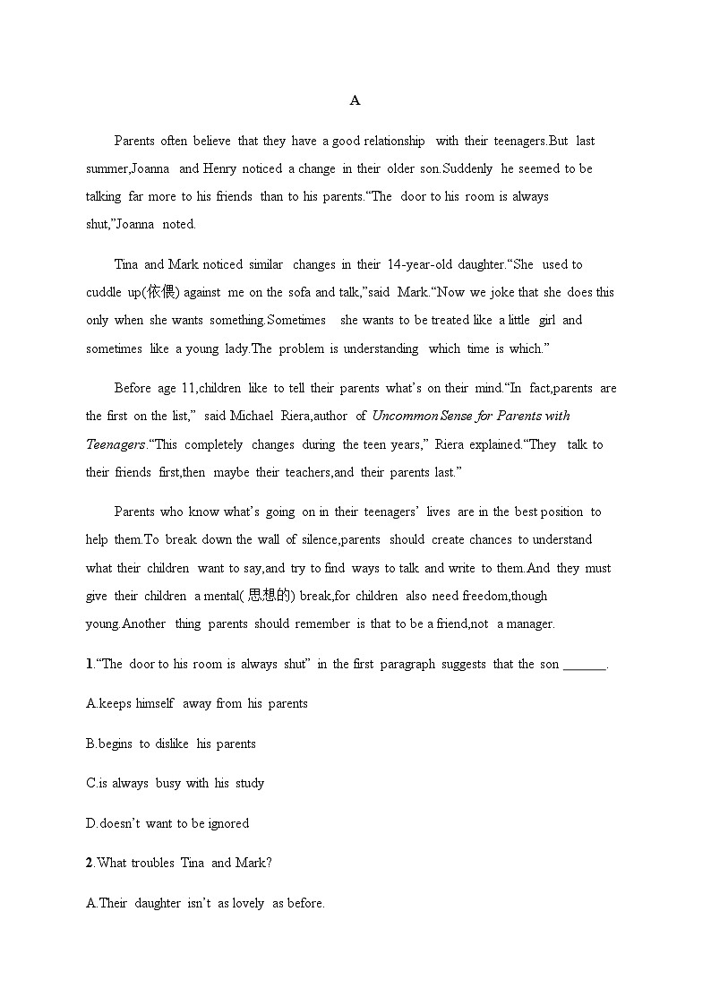 译林版高中英语必修第一册Unit 2分层跟踪检测3 Extended reading,Project,Assessment & Further study含答案第3页