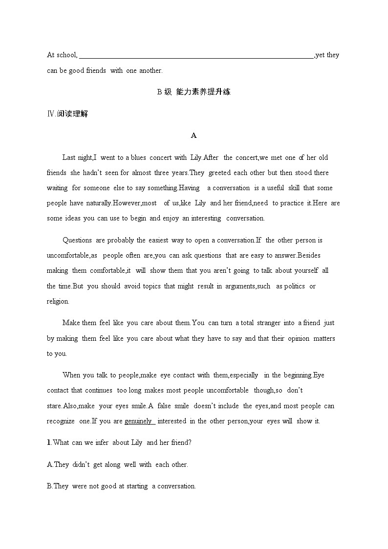 译林版高中英语必修第一册Unit 3分层跟踪检测2 Grammar and usage & Integrated skills含答案第3页