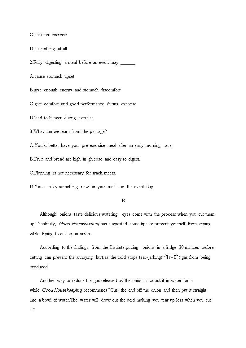 译林版高中英语必修第一册Unit4 单元能力提升强化练含答案02