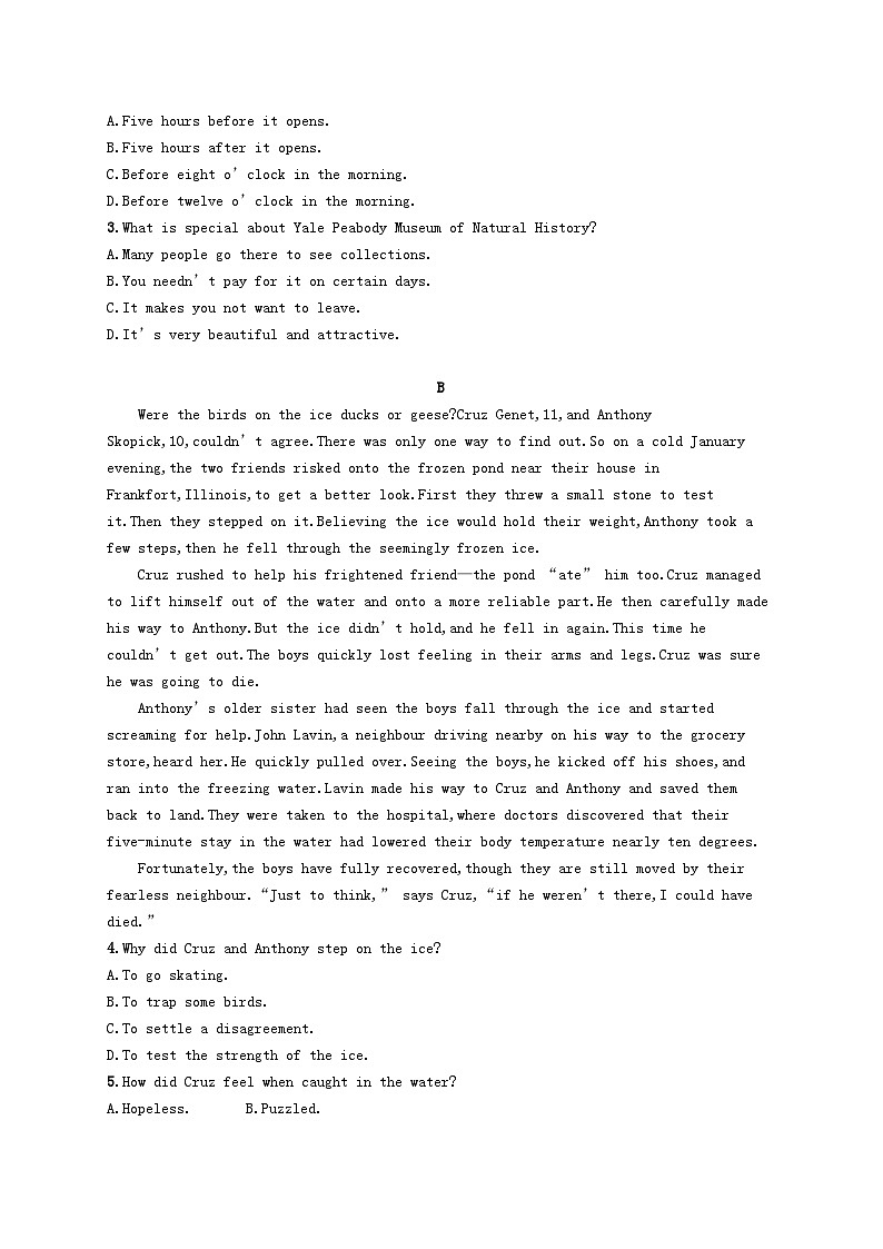 2025届高考英语一轮复习专项练习必修第一册Unit4阅读题组__练速度02