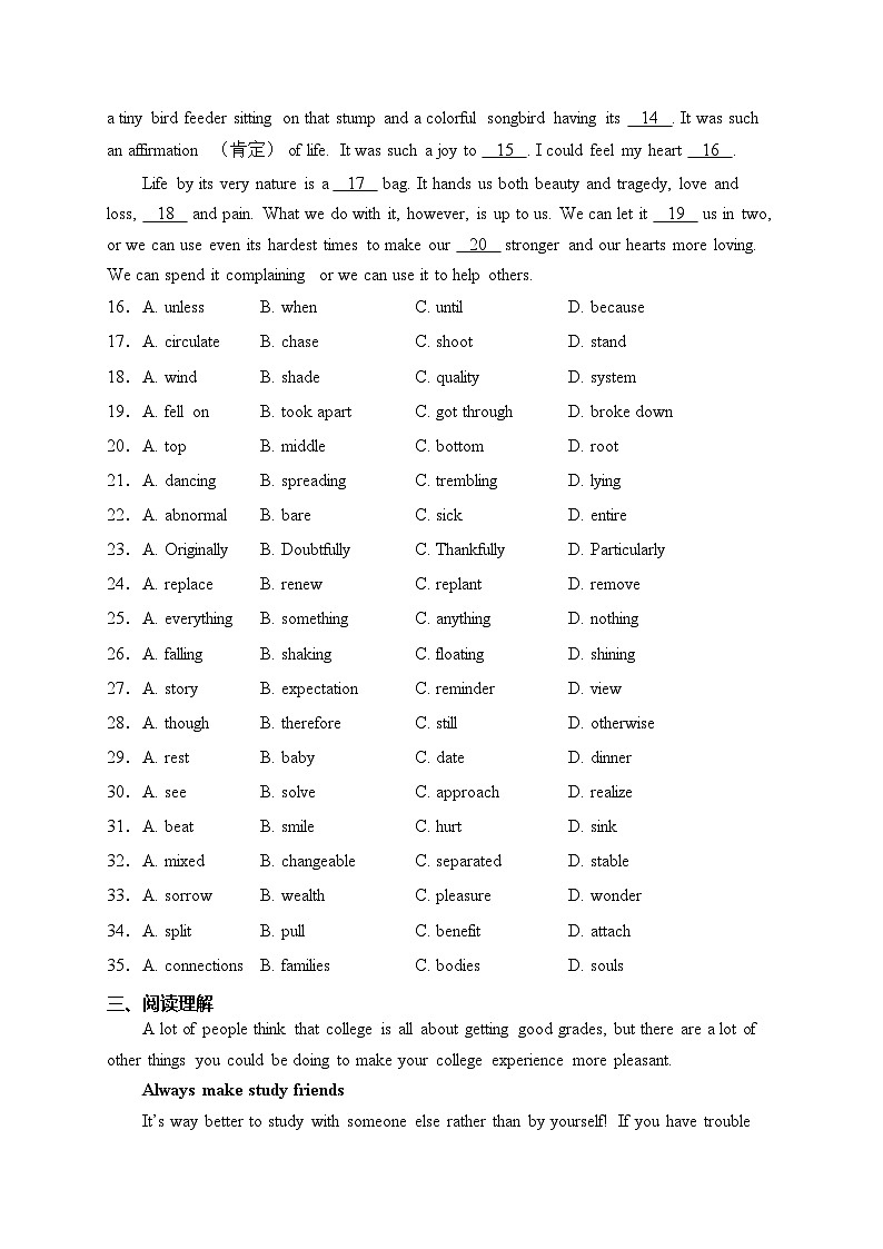 天津市十二区县重点校2024届高三下学期一模考试英语试卷(含答案)第3页