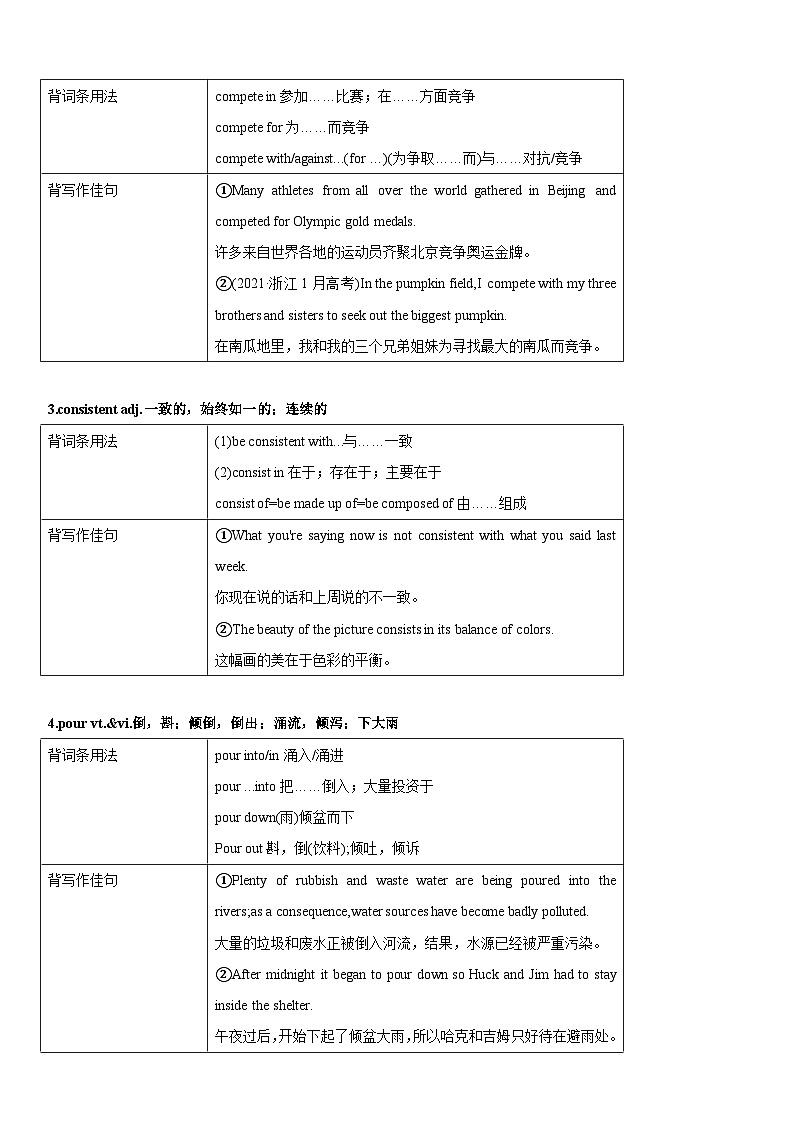 18 选择性必修二 Unit2 Sports cluture背诵清单（含练习与答案）- 高考英语一轮复习基础知识能力提升全囊括（译林版·江苏专用）第3页