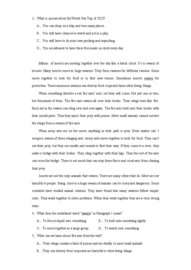 2024届新疆维吾尔自治区塔城地区高考第二次模拟二模英语试题（含解析）第2页