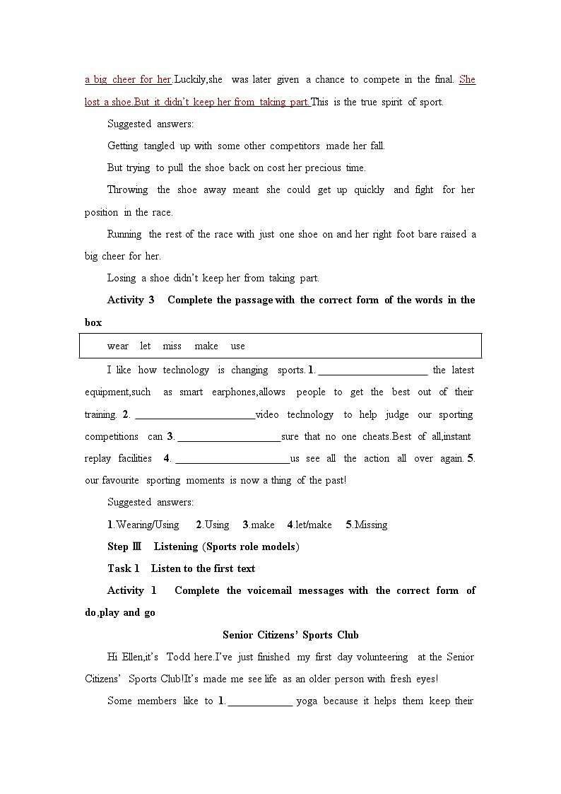新外研社版高中英语选择性必修一Unit3Faster,higher,stronger-Using Language教学设计03