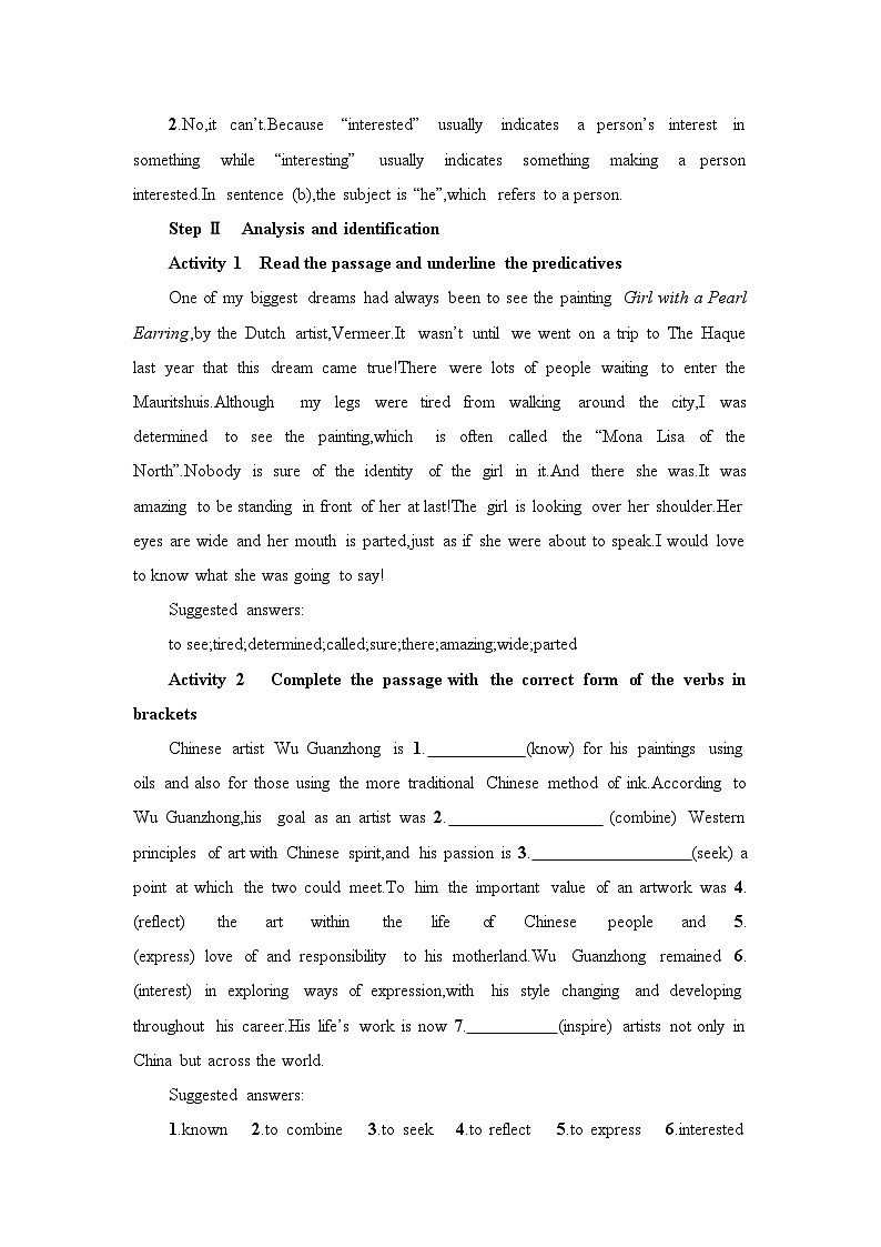 新外研社版高中英语选择性必修一Unit4Meeting the muse-Using Language教学设计02