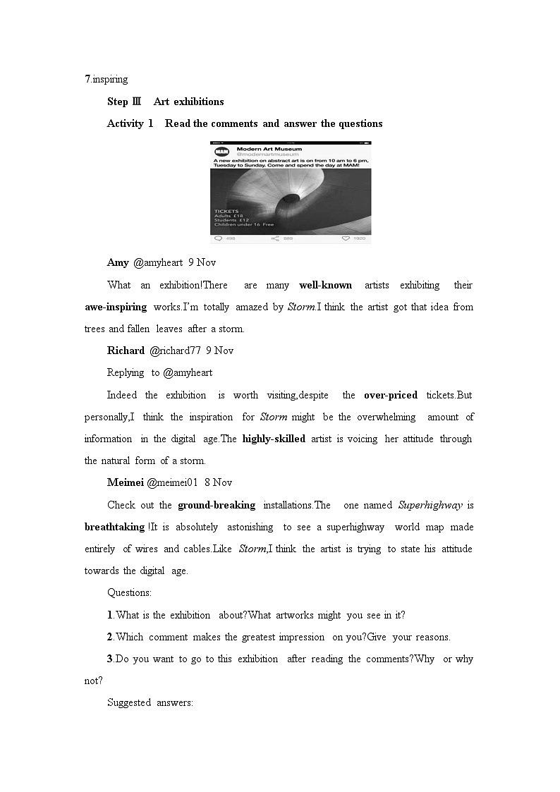 新外研社版高中英语选择性必修一Unit4Meeting the muse-Using Language教学设计03