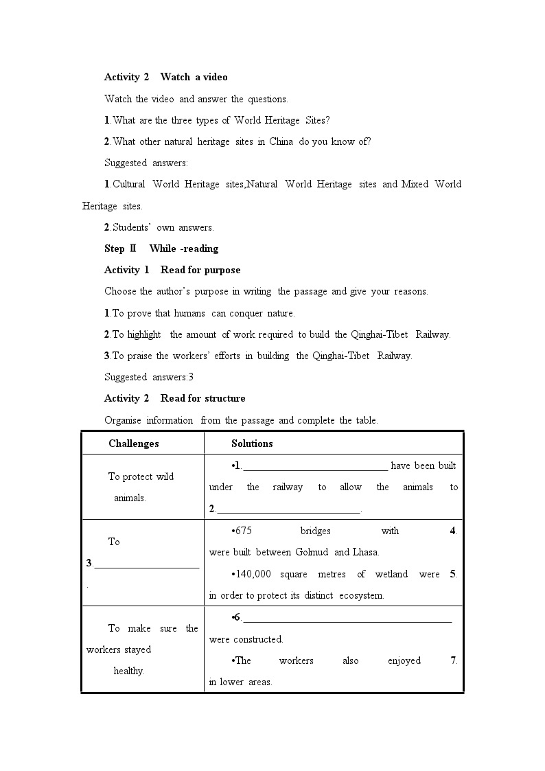 新外研社版高中英语选择性必修一Unit6Nurturing nature-Starting Out&Understanding Ideas教学设计03