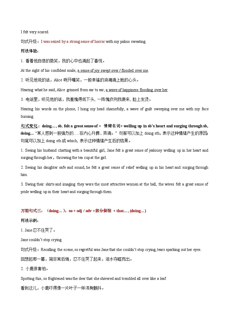 专题02 三个句式搞定情感描写-备考2024年新高考英语读后续写六大招式03