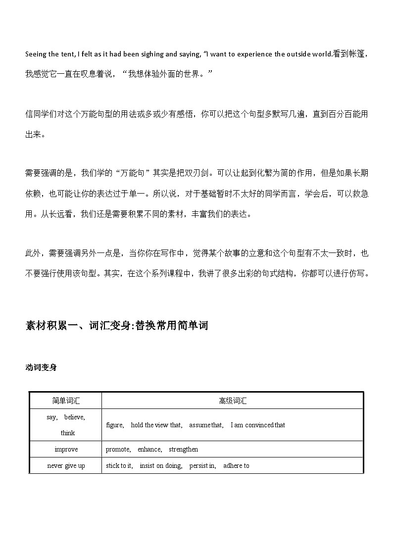 专题20 读后续写：万能情感升华句03