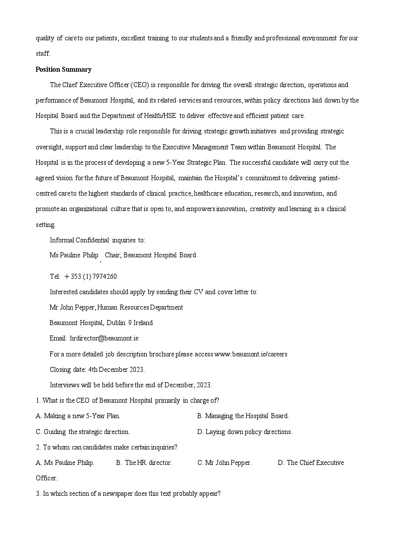 四川省德阳市2024届高三下学期质量监测考试（二）英语试卷（Word版附解析）第3页