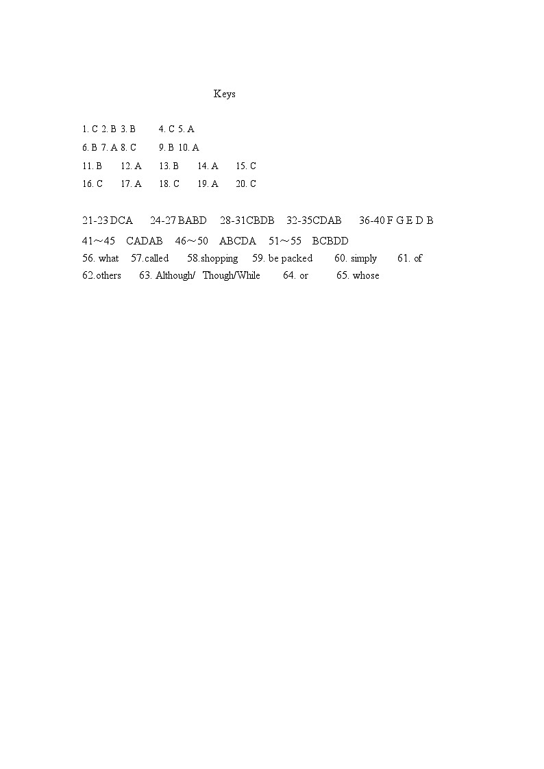 常德市一中高二第二学期第一次月考英语答案(1)第1页