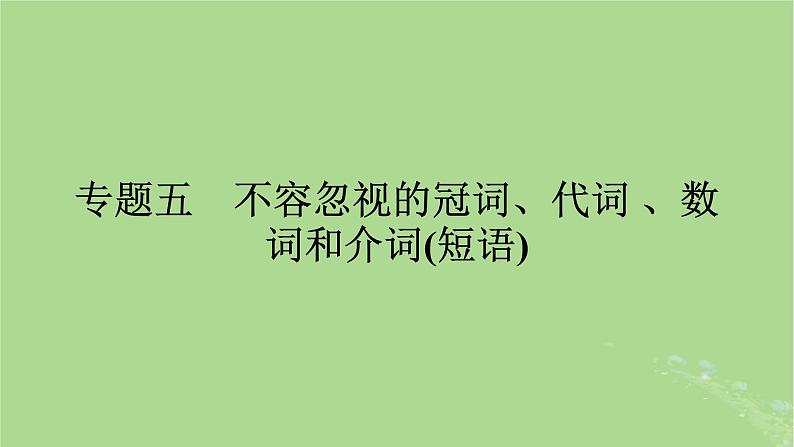 2025版高考英语一轮总复习语法专题突破专题5不容忽视的冠词代词数词和介词短语课件01