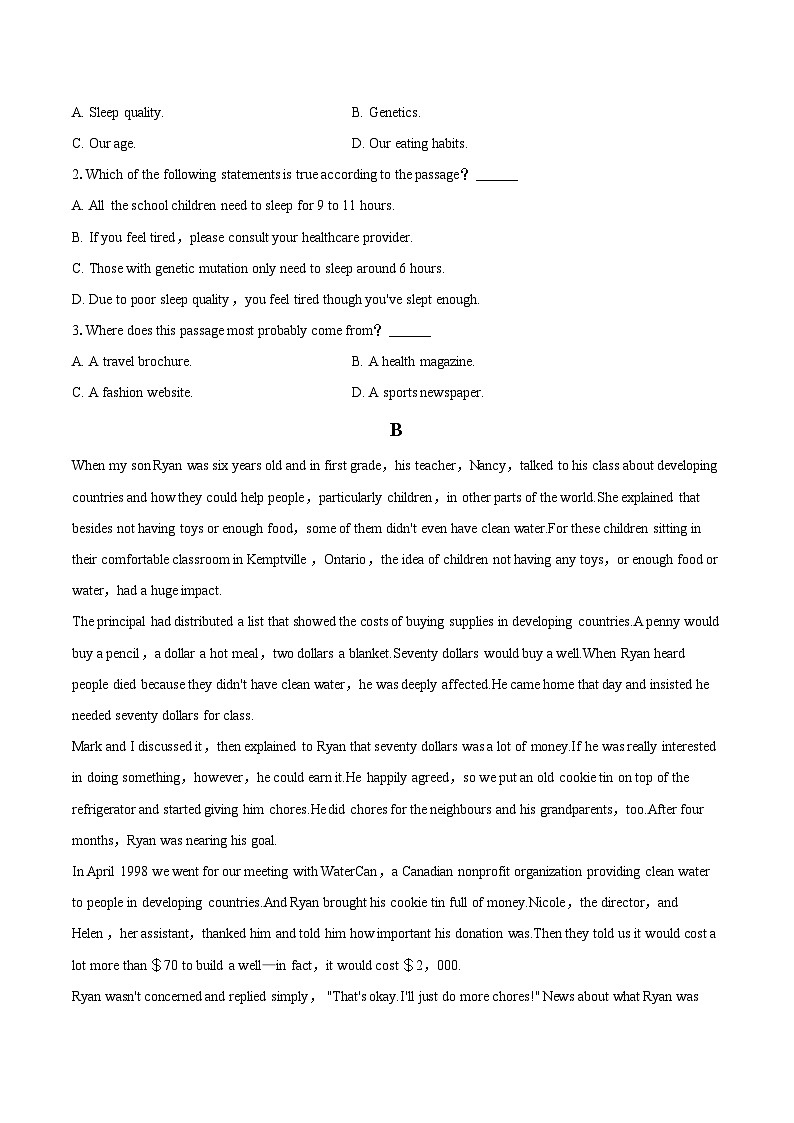 2023-2024学年江苏省南京市六校联合体高一（下）期中英语试卷（含解析）02