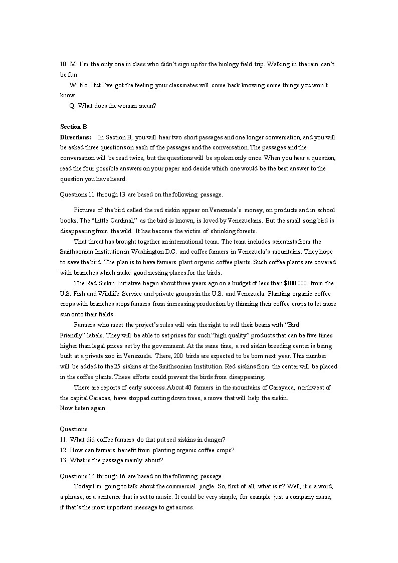 高二第二学期英语期中听力文本第2页