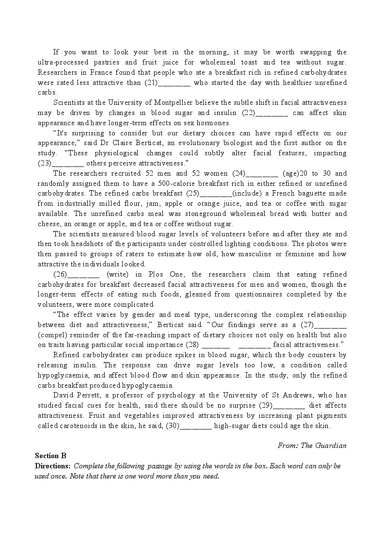 上海市零陵中学2023-2024学年高二下学期期中考试英语试卷03