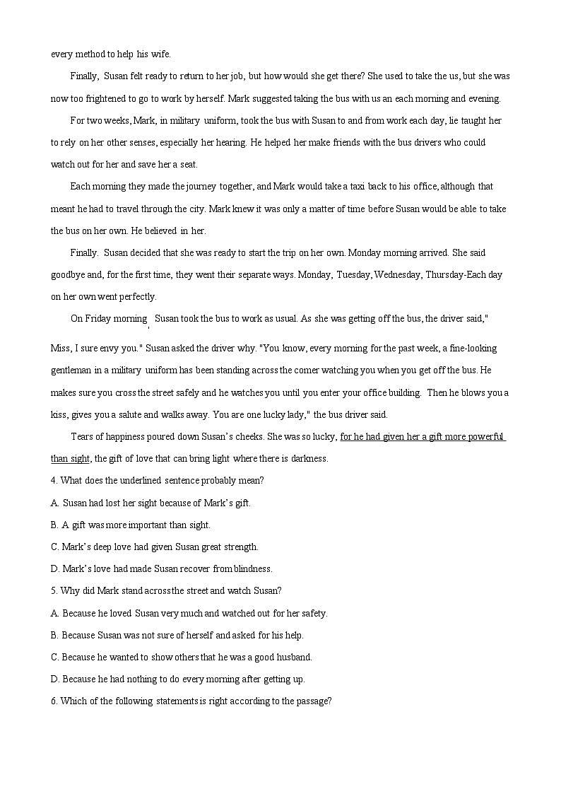 内蒙古自治区鄂尔多斯市达拉特旗达拉特旗第一中学2023-2024学年高一下学期4月月考英语试题（原卷版+解析版）03