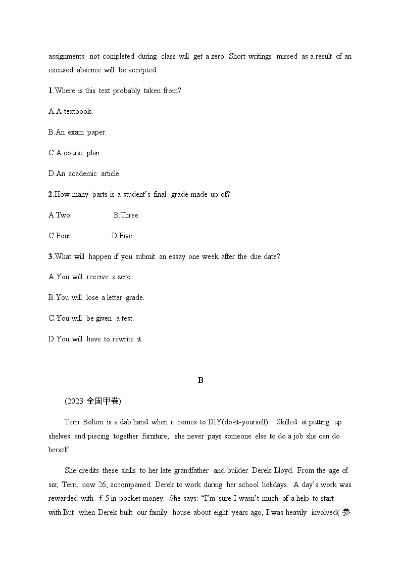 新教材（通用版）高考英语二轮复习50分阅读限时满分练(六)含答案02