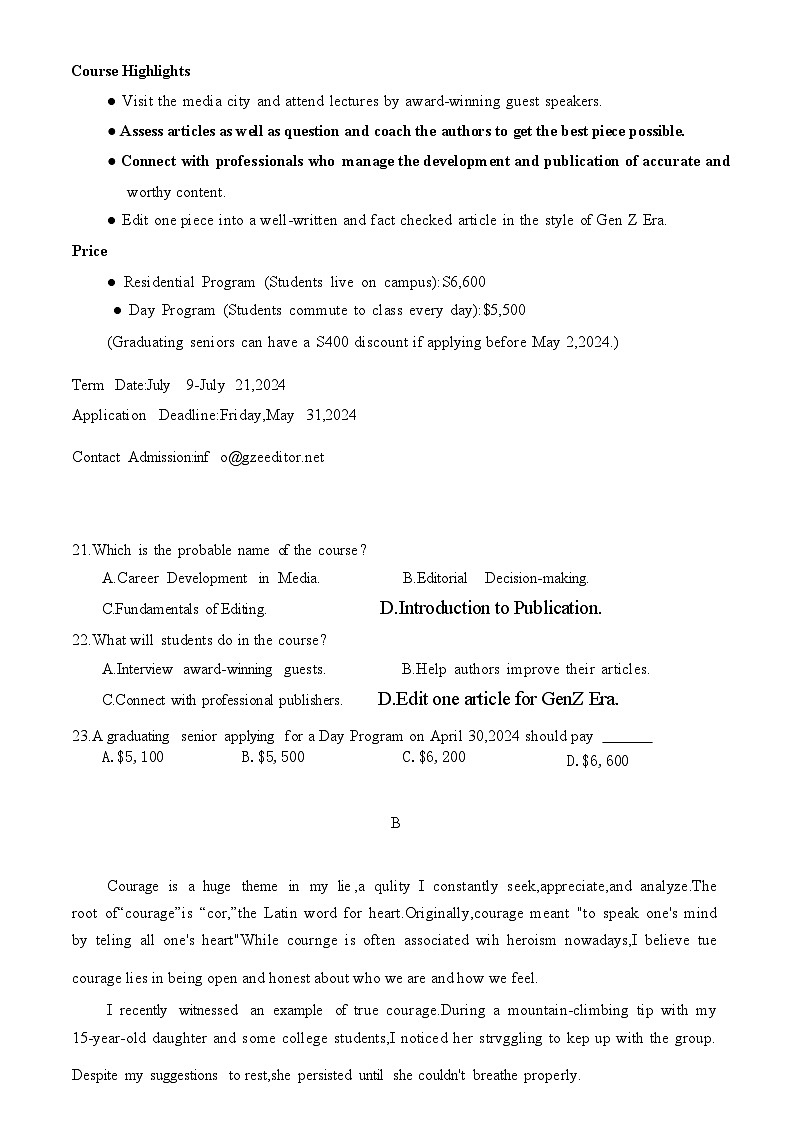 广州市2024年普通高中毕业班综合测试(二)英语试题Word版+答案+试题解析（广州市二模）03