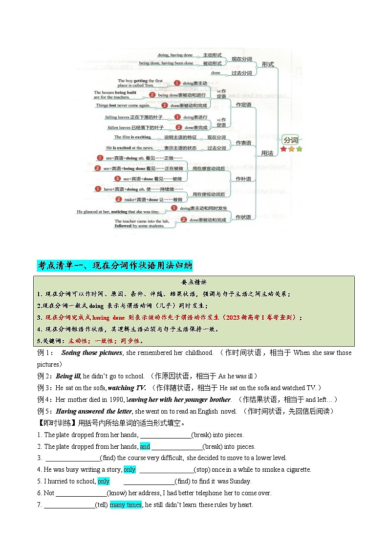 专题10 现在分词七大典型用法（清单）--【知识大盘点】2024高考英语一轮复习知识大盘点红宝书02