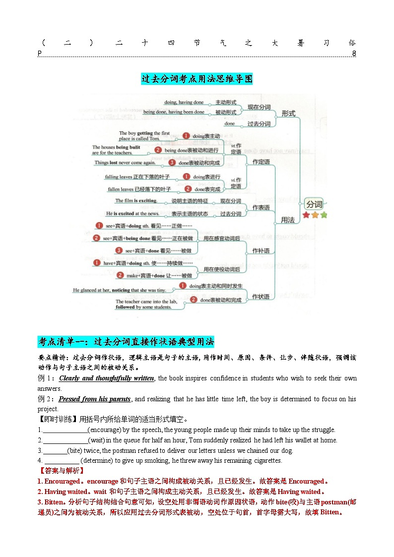 专题11 过去分词七大典型用法（清单）--【知识大盘点】2024高考英语一轮复习知识大盘点红宝书02