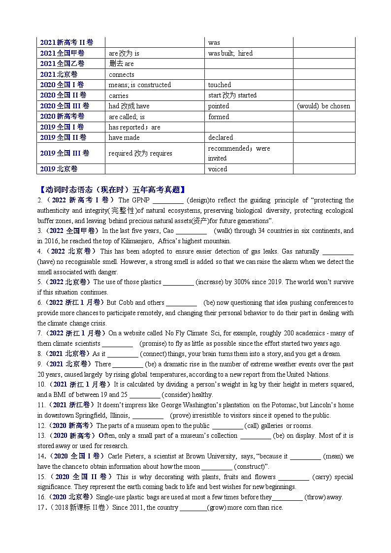 专题13 动词时态语态(现在时)100题（精练） 原卷版第2页